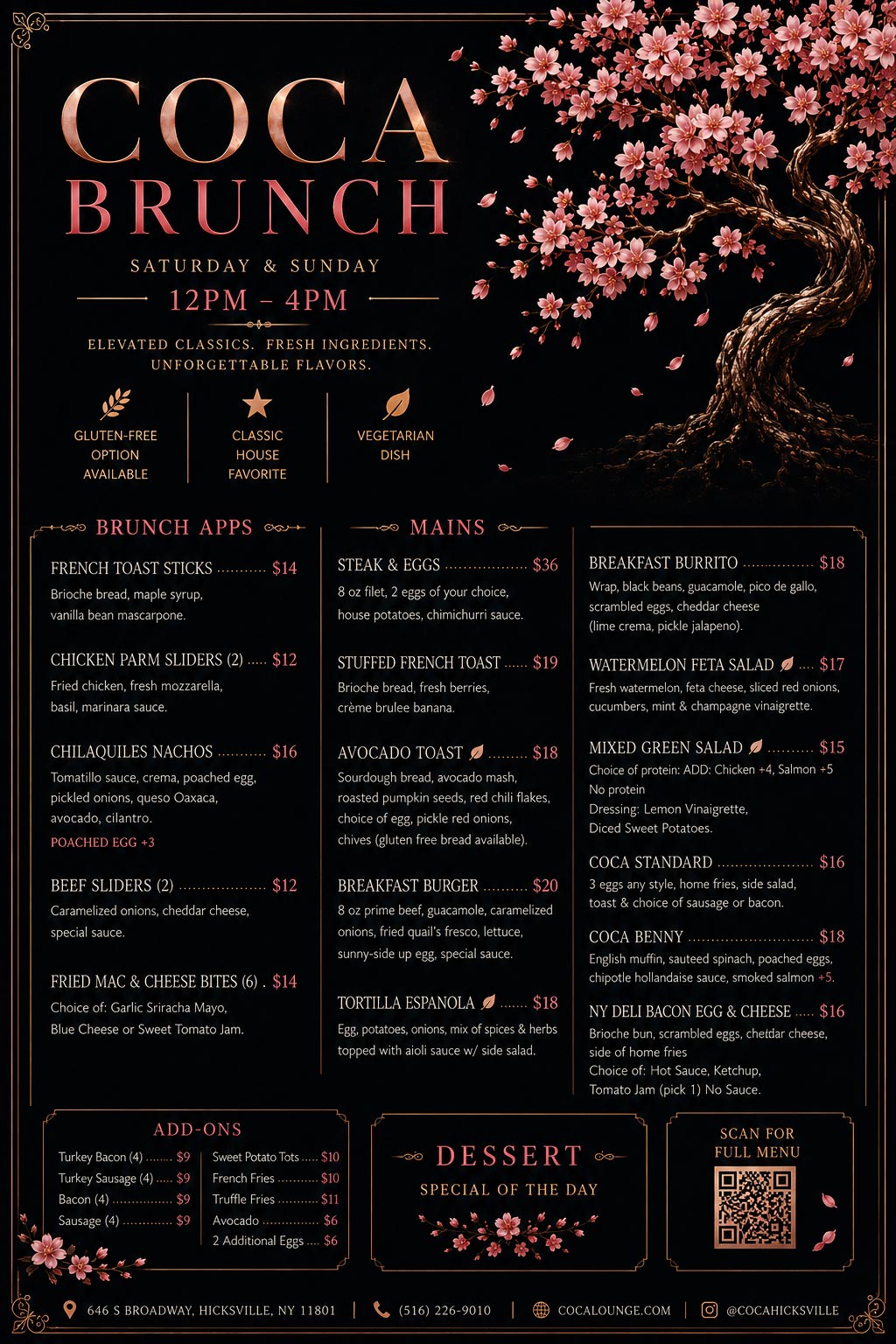 Coca Lounge Brunch Menu